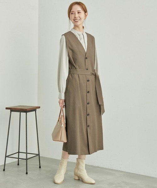 ROPE' PICNIC（ロペピクニック）の「ジレジャンパースカート/2WAY・リンクコーデ（ジャンパースカート・レディース・ベージュ/ダークブラウン/グレー/ブラック・36/38）」の6枚目の写真