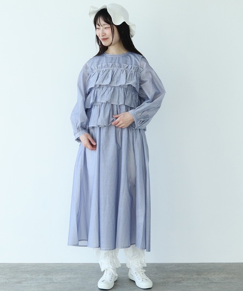 bulle de savon（ビュルデサボン）の「T/Cカールマイヤー ギャザーワンピース（ワンピース・レディース・レッド/ブルー・FREE）」の21枚目の写真