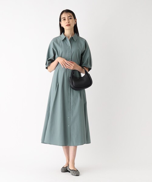 OPAQUE.CLIP(オペークドットクリップ)の「◆ドルマンスリーブシャツワンピース【洗濯機洗い可/イージーケア】(ワンピース・レディース・ダークブラウン/ライトブルー/ブラック・38/40)」の17枚目の写真