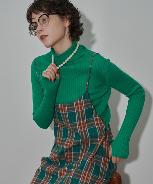 MERLOT（メルロー）の「チェックキャミワンピース（ワンピース・レディース・イエロー/レッド/グリーン・FREE）」の6枚目の写真