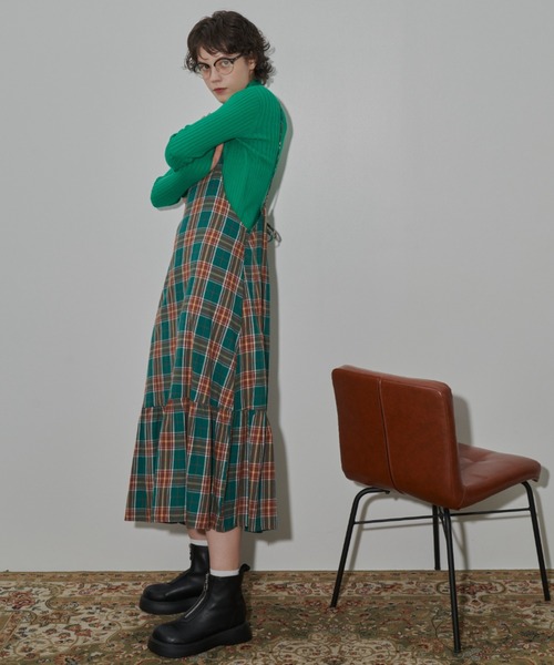 MERLOT（メルロー）の「チェックキャミワンピース（ワンピース・レディース・イエロー/レッド/グリーン・FREE）」の9枚目の写真