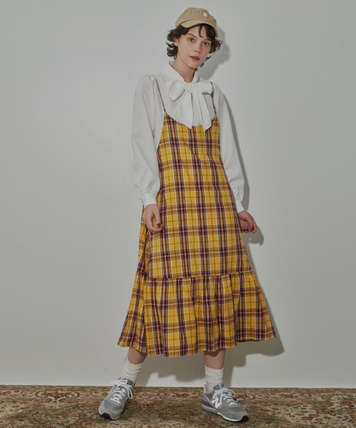 MERLOT（メルロー）の「チェックキャミワンピース（ワンピース・レディース・イエロー/レッド/グリーン・FREE）」の13枚目の写真