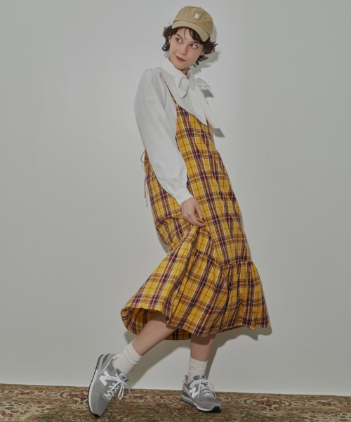 MERLOT（メルロー）の「チェックキャミワンピース（ワンピース・レディース・イエロー/レッド/グリーン・FREE）」の16枚目の写真