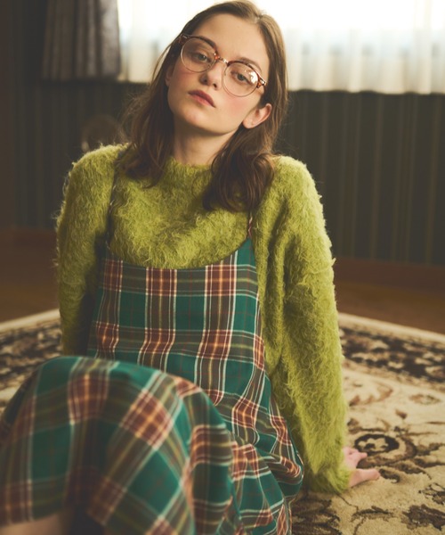 MERLOT（メルロー）の「チェックキャミワンピース（ワンピース・レディース・イエロー/レッド/グリーン・FREE）」の10枚目の写真