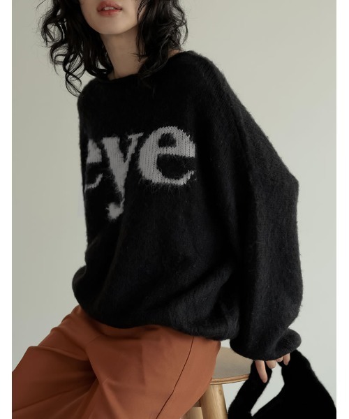 Re:EDIT（リエディ）の「[2023A/W COLLECTION]起毛シャギーロゴニットトップス（ニット/セーター・レディース・ブラック/ホワイト/グレー・LARGE/MEDIUM）」の5枚目の写真