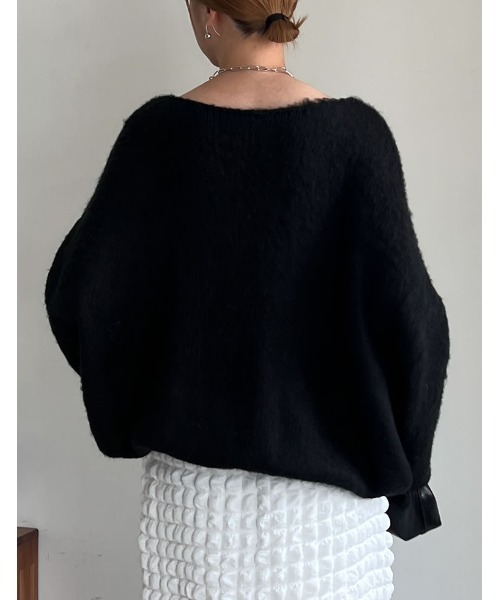 Re:EDIT（リエディ）の「[2023A/W COLLECTION]起毛シャギーロゴニットトップス（ニット/セーター・レディース・ブラック/ホワイト/グレー・LARGE/MEDIUM）」の9枚目の写真
