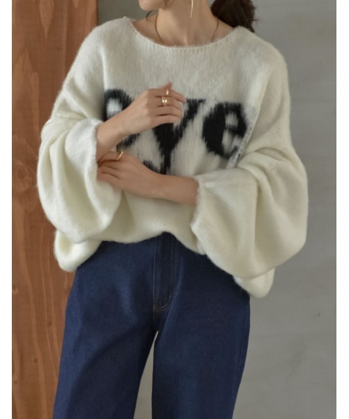 Re:EDIT（リエディ）の「[2023A/W COLLECTION]起毛シャギーロゴニットトップス（ニット/セーター・レディース・ブラック/ホワイト/グレー・LARGE/MEDIUM）」の11枚目の写真