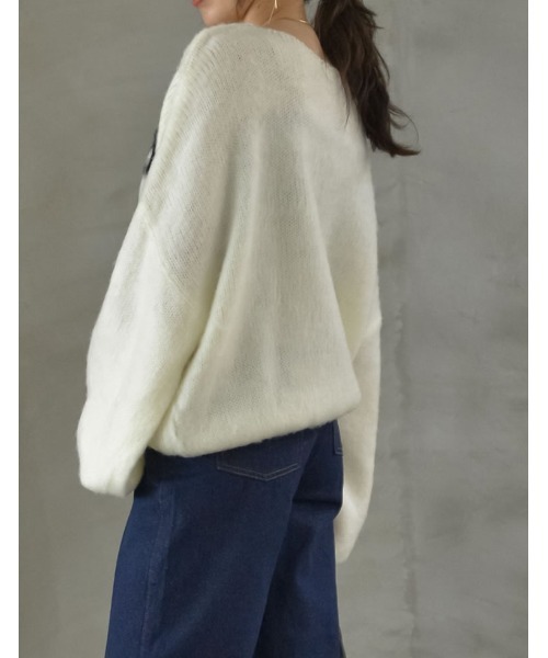 Re:EDIT（リエディ）の「[2023A/W COLLECTION]起毛シャギーロゴニットトップス（ニット/セーター・レディース・ブラック/ホワイト/グレー・LARGE/MEDIUM）」の12枚目の写真