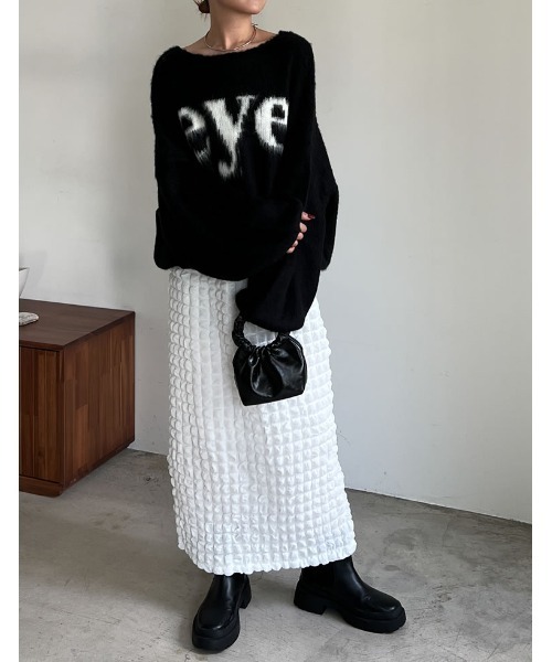 Re:EDIT（リエディ）の「[2023A/W COLLECTION]起毛シャギーロゴニットトップス（ニット/セーター・レディース・ブラック/ホワイト/グレー・LARGE/MEDIUM）」の10枚目の写真