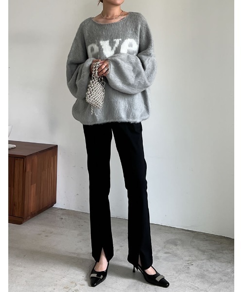 Re:EDIT（リエディ）の「[2023A/W COLLECTION]起毛シャギーロゴニットトップス（ニット/セーター・レディース・ブラック/ホワイト/グレー・LARGE/MEDIUM）」の18枚目の写真