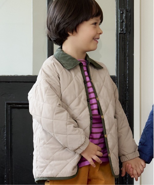 BIG FIELD（ビッグフィールド）の「ダイヤキルトジャケット（80～150cm）（ブルゾン・キッズ・ブラック/ベージュ/ネイビー/カーキ・90/100/110/120/80/130/95/140/150）」の2枚目の写真