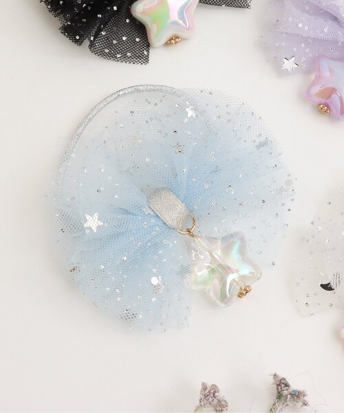 apres les cours(アプレレクール)の「星モチーフチュールヘアゴム(ヘアゴム・キッズ・サックスブルー/アイボリー/ブラック/ラベンダー・FREE)」の1枚目の写真