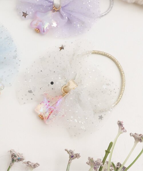 apres les cours(アプレレクール)の「星モチーフチュールヘアゴム(ヘアゴム・キッズ・サックスブルー/アイボリー/ブラック/ラベンダー・FREE)」の2枚目の写真