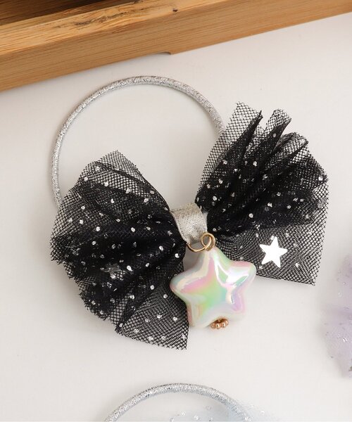 apres les cours(アプレレクール)の「星モチーフチュールヘアゴム(ヘアゴム・キッズ・サックスブルー/アイボリー/ブラック/ラベンダー・FREE)」の3枚目の写真
