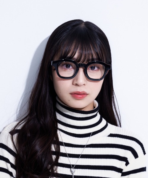 クリアラウンドレンズファッションメガネ Amazon | [FashionBerry] 3.クリアブラック×ライトスモーク