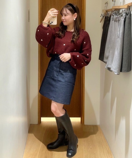 flower(フラワー)の「ベイカーデニムスカート(デニムスカート・レディース・ネイビー・FREE)」の16枚目の写真