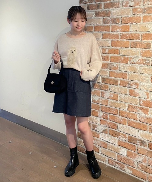 flower(フラワー)の「ベイカーデニムスカート(デニムスカート・レディース・ネイビー・FREE)」の17枚目の写真