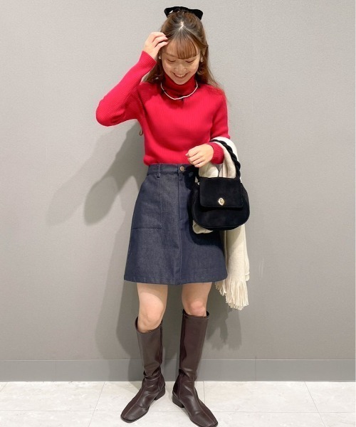 flower(フラワー)の「ベイカーデニムスカート(デニムスカート・レディース・ネイビー・FREE)」の18枚目の写真