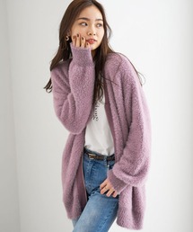 シャギー素材ジッパー使いカーディガン