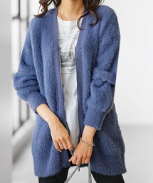 シャギー素材ジッパー使いカーディガン
