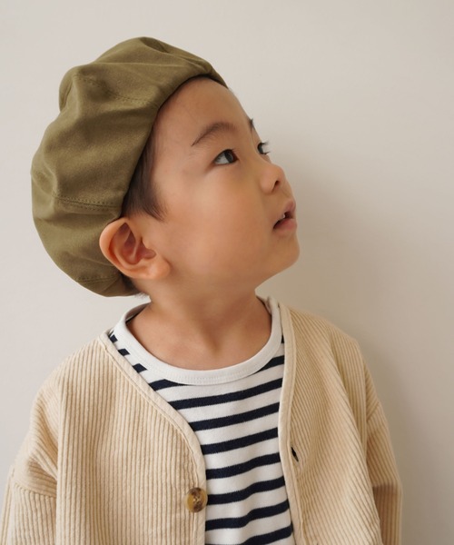 Bambin(ボンバン)の「【 Bambin / ボンバン 】 ワンポイント 刺繍 ベレー帽(ハンチング/ベレー帽・キッズ・ブラック/アイボリー/ダークブラウン/ベージュ/カーキ/ブラウン・FREE)」の12枚目の写真
