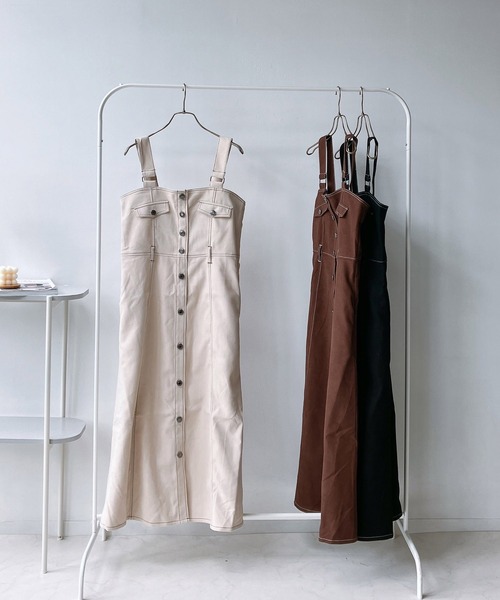 AS KNOW AS plus(アズノゥアズプラス)の「☆ダブルポケットジャンパースカート(ジャンパースカート・レディース・ブラック/アイボリー/ブラウン・FREE)」の12枚目の写真