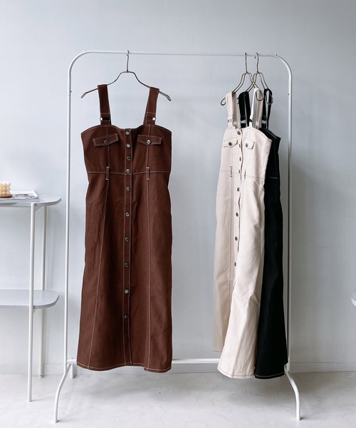 AS KNOW AS plus(アズノゥアズプラス)の「☆ダブルポケットジャンパースカート(ジャンパースカート・レディース・ブラック/アイボリー/ブラウン・FREE)」の13枚目の写真