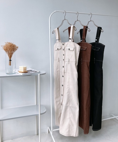 AS KNOW AS plus(アズノゥアズプラス)の「☆ダブルポケットジャンパースカート(ジャンパースカート・レディース・ブラック/アイボリー/ブラウン・FREE)」の15枚目の写真