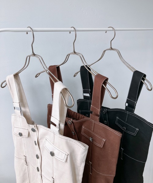 AS KNOW AS plus(アズノゥアズプラス)の「☆ダブルポケットジャンパースカート(ジャンパースカート・レディース・ブラック/アイボリー/ブラウン・FREE)」の16枚目の写真