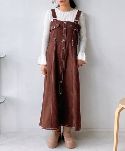 AS KNOW AS plus(アズノゥアズプラス)の「☆ダブルポケットジャンパースカート(ジャンパースカート・レディース・ブラック/アイボリー/ブラウン・FREE)」の20枚目の写真