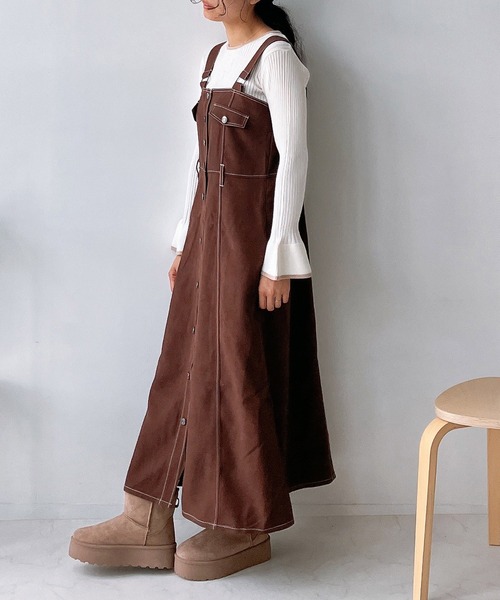 AS KNOW AS plus(アズノゥアズプラス)の「☆ダブルポケットジャンパースカート(ジャンパースカート・レディース・ブラック/アイボリー/ブラウン・FREE)」の21枚目の写真