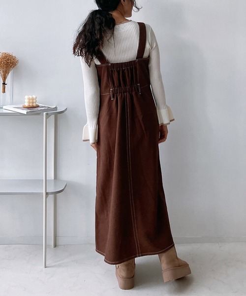 AS KNOW AS plus(アズノゥアズプラス)の「☆ダブルポケットジャンパースカート(ジャンパースカート・レディース・ブラック/アイボリー/ブラウン・FREE)」の4枚目の写真