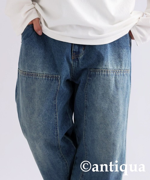 新品未使用♥アンティカ　ダブルニーデニムパンツ 楽天市場】ダブルニーデニム パンツ レディース ボトムス ロング