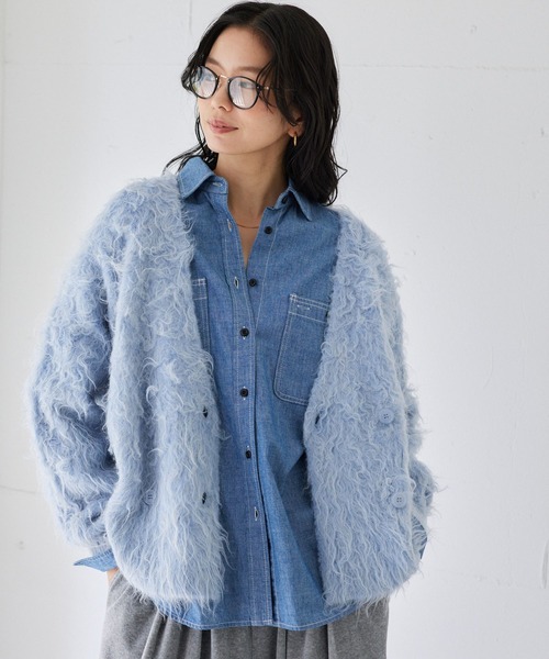 BARNYARDSTORM（バンヤードストーム）の「BARNYARDSTORM / ダブルボタンカーディガン【WEB限定カラー】【YouTube「i.style closet」紹介アイテム】（カーディガン/ボレロ・レディース・チャコールグレー/ブラウン/ベージュ/ピンク/ライトグレー/モカ/オフホワイト/スカイブルー・FREE）」の8枚目の写真