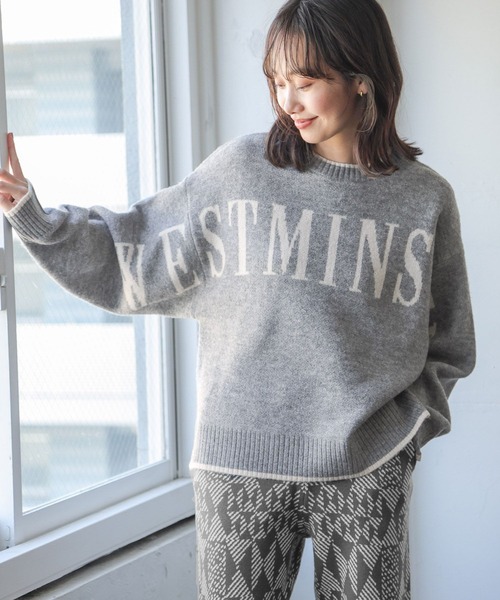 niko and...（ニコアンド）の「アソートロゴクルーニットプルオーバー（ニット/セーター・レディース・ブラック/パープル/アイボリー/グレー・LARGE/MEDIUM）」の7枚目の写真