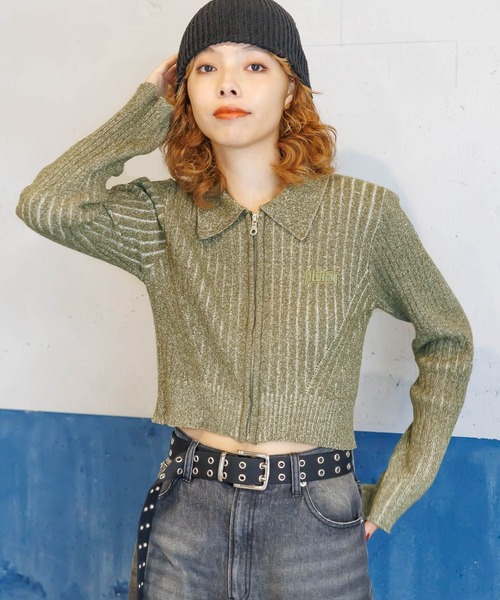 PAGEBOY（ページボーイ）の「PBLIM/ジップタイトニット（ニット/セーター・レディース・カーキ/ブラック・FREE）」の2枚目の写真