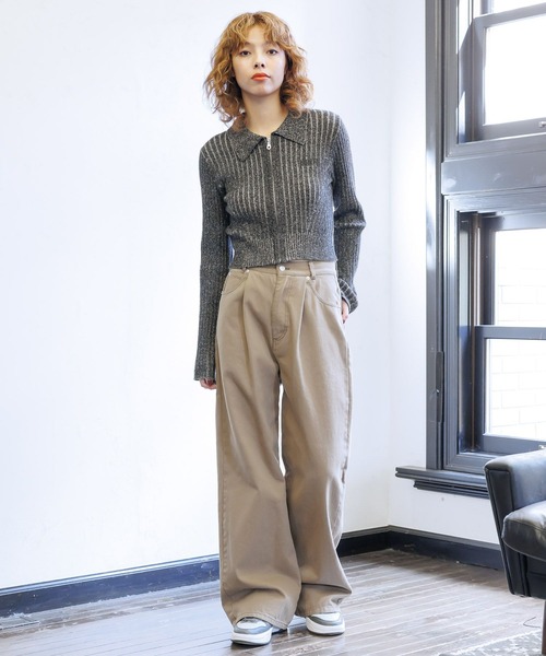 PAGEBOY（ページボーイ）の「PBLIM/ジップタイトニット（ニット/セーター・レディース・カーキ/ブラック・FREE）」の8枚目の写真