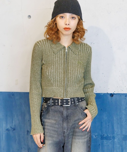 PAGEBOY（ページボーイ）の「PBLIM/ジップタイトニット（ニット/セーター・レディース・カーキ/ブラック・FREE）」の11枚目の写真