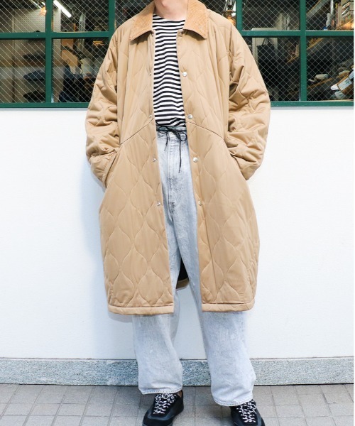 SUNNY  SPORTS（サニースポーツ）の「SUNNY SPORTS/サニースポーツ QUILT RAGLAN BIG COAT キルトラグランロングコート（ステンカラーコート・メンズ・オリーブ/ブラック/ベージュ/ネイビー・X-SMALL/LARGE/SMALL/MEDIUM）」の14枚目の写真