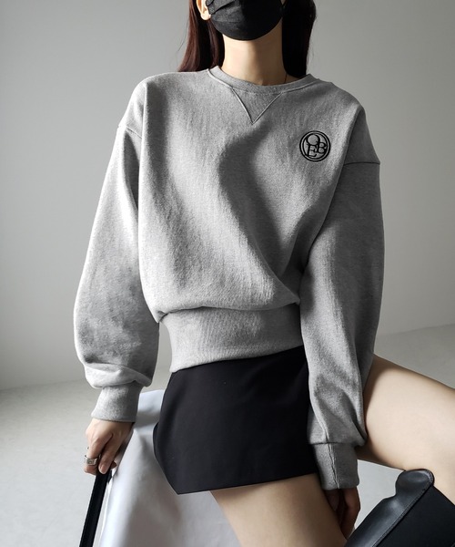 韓国 EE イーイー 이이 クロップドスウェット ベージュ トレーナー