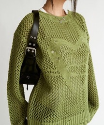 MOMMANWA（モンマンワ）の「【MOMMANWA】LOGO NET KNIT / 【モンマンワ】ネットロゴ長袖ローゲージニット（ニット/セーター）」