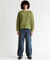 MOMMANWA（モンマンワ）の「【MOMMANWA】LOGO NET KNIT / 【モンマンワ】ネットロゴ長袖ローゲージニット（ニット/セーター）」