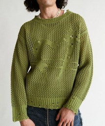 MOMMANWA（モンマンワ）の「【MOMMANWA】LOGO NET KNIT / 【モンマンワ】ネットロゴ長袖ローゲージニット（ニット/セーター）」