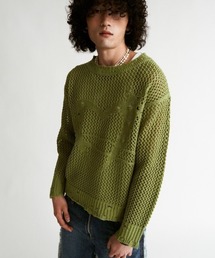 MOMMANWA（モンマンワ）の「【MOMMANWA】LOGO NET KNIT / 【モンマンワ】ネットロゴ長袖ローゲージニット（ニット/セーター）」