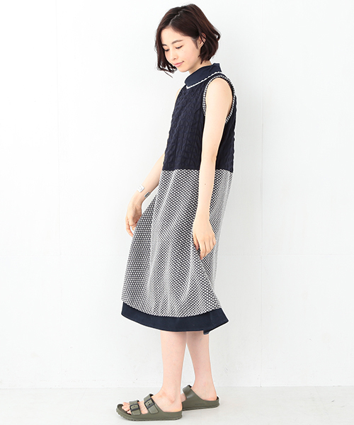 BEAMS BOY(ビームスボーイ)の「TORI-TO / 切替2枚スカート ノースリーブワンピース(ワンピース・レディース・ネイビー・ONE SIZE)」の7枚目の写真