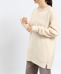 ストレッチブークレＶネックチュニック/908068