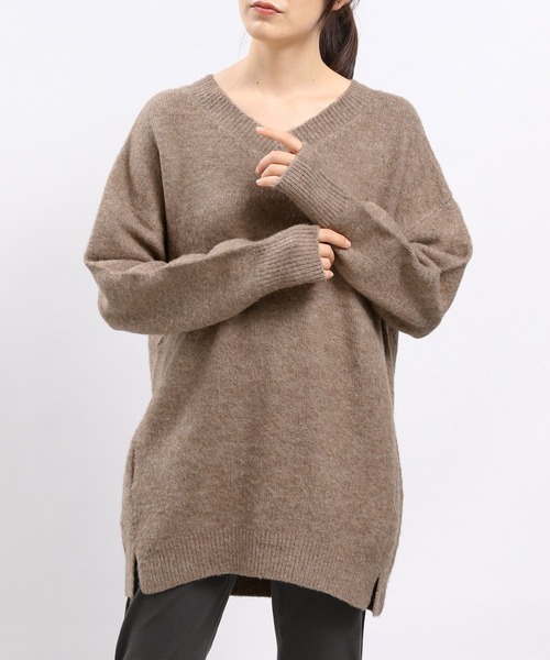 GLOBAL WORK Smile Seed Store（グローバルワーク スマイルシードストア）の「ストレッチブークレＶネックチュニック/908068（ニット/セーター・レディース・ライトグレー/モカ/チャコール/アイボリー・SMALL/LARGE/X-LARGE/MEDIUM）」の20枚目の写真