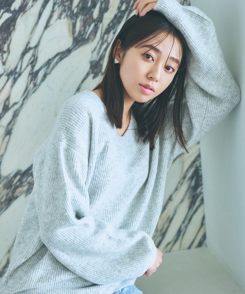 mysty woman（ミスティウーマン）の「【WEB限定】アイスクリームVネックニット　102204（ニット/セーター・レディース・グレー系その他/桜/ピンク/チョコ/ホワイト系その他/パープル系その他/ベージュ系その他/グリーン系その他・FREE）」の3枚目の写真