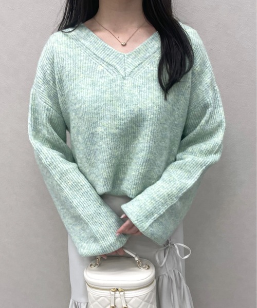 mysty woman（ミスティウーマン）の「【WEB限定】アイスクリームVネックニット　102204（ニット/セーター・レディース・グレー系その他/桜/ピンク/チョコ/ホワイト系その他/パープル系その他/ベージュ系その他/グリーン系その他・FREE）」の5枚目の写真