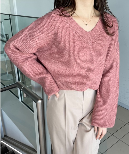 mysty woman（ミスティウーマン）の「【WEB限定】アイスクリームVネックニット　102204（ニット/セーター・レディース・グレー系その他/桜/ピンク/チョコ/ホワイト系その他/パープル系その他/ベージュ系その他/グリーン系その他・FREE）」の7枚目の写真